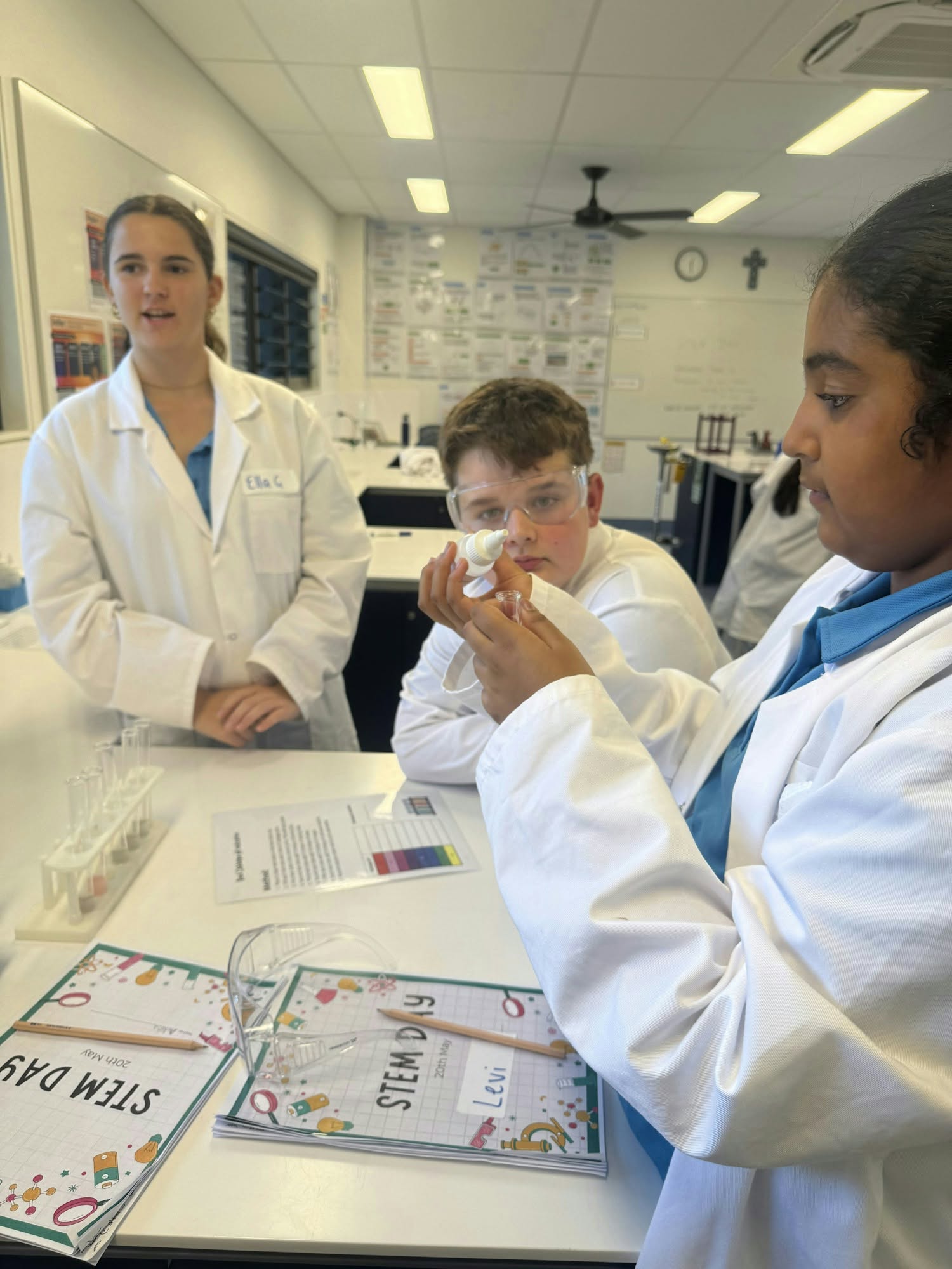 Students conducting an experiment in the lab.